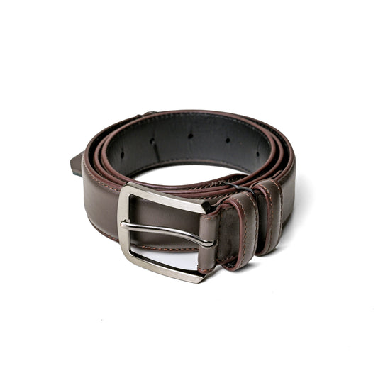 Dark Brown Plain Design Double Loop Belt