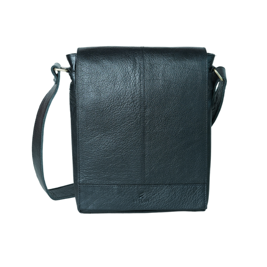 Black Leather Crossbody Bag – Unisex